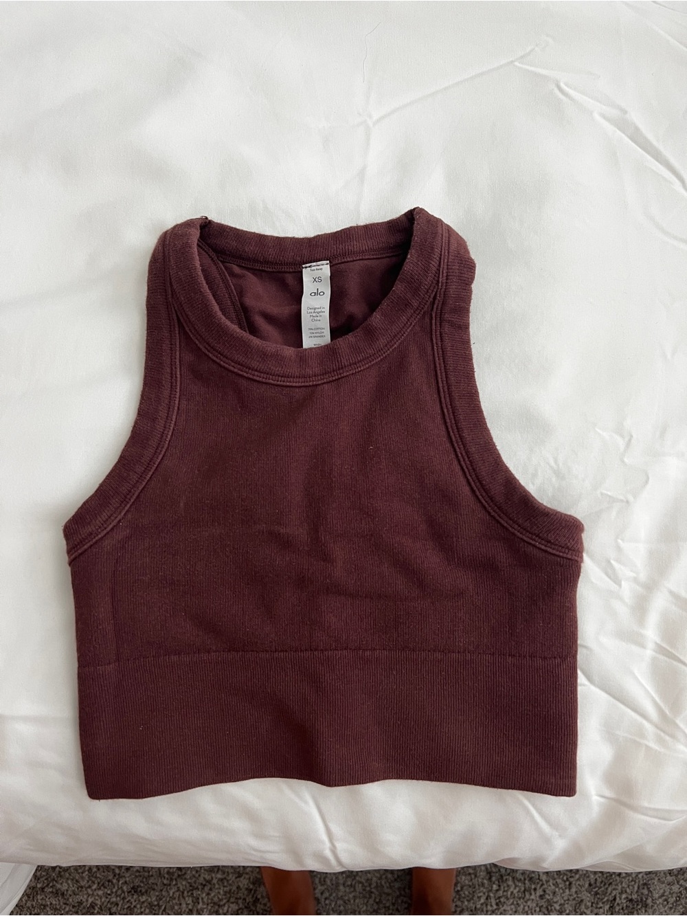 ALO Yoga Ribbed Crew Neck Tank in Brown